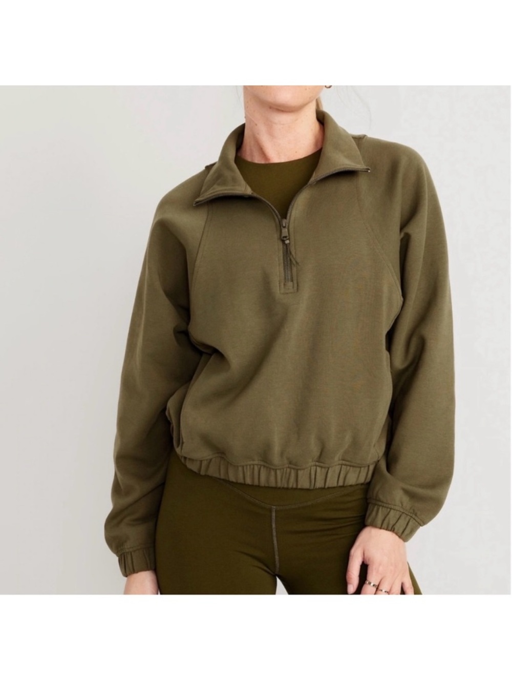 Old Navy Olive Green Half-Zip breathable Sweatshirt - Women Sz. Small